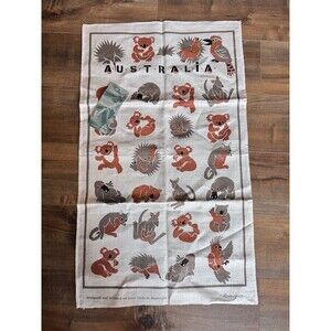 Australia Rodriguez Linen Tea Towel Koala Bear Platypus Animals NWT 31.5”x18.5”